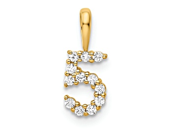 Picture of 14k Yellow Gold Diamond Number 5 Pendant