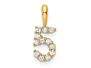 14k Yellow Gold Diamond Number 5 Pendant