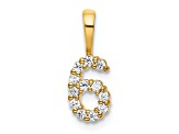 14K Yellow Gold Diamond Number 6 Pendant