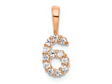 14k Rose Gold Diamond Number 6 Pendant