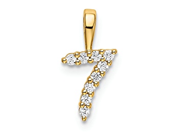 Picture of 14k Yellow Gold Diamond Number 7 Pendant