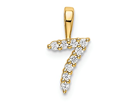 14k Yellow Gold Diamond Number 7 Pendant