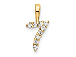 14k Yellow Gold Diamond Number 7 Pendant