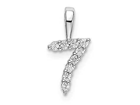 Rhodium Over 14k White Gold Diamond Number 7 Pendant