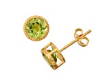 Green Peridot 14K Yellow Gold Over Sterling Silver Stud Earrings 1.80ctw