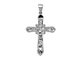 Rhodium Over 14K White Gold 1/3ct. Diamond Filigree Cross Pendant