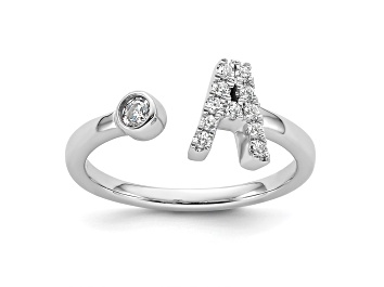 Picture of Rhodium Over 14K White Gold Lab Grown Diamond VS/SI GH, Initial  Adjustable Ring