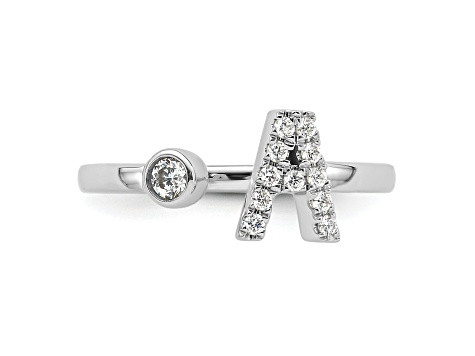 Rhodium Over 14K White Gold Lab Grown Diamond VS/SI GH, Initial  Adjustable Ring