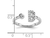 Rhodium Over 14K White Gold Lab Grown Diamond VS/SI GH, Initial B Adjustable Ring