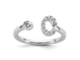 Rhodium Over 14K White Gold Lab Grown Diamond VS/SI GH, Initial C Adjustable Ring