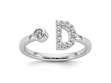 Picture of Rhodium Over 14K White Gold Lab Grown Diamond VS/SI GH, Initial D Adjustable Ring
