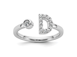 Rhodium Over 14K White Gold Lab Grown Diamond VS/SI GH, Initial D Adjustable Ring