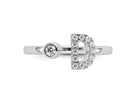 Rhodium Over 14K White Gold Lab Grown Diamond VS/SI GH, Initial D Adjustable Ring