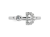 Rhodium Over 14K White Gold Lab Grown Diamond VS/SI GH, Initial D Adjustable Ring