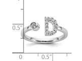 Rhodium Over 14K White Gold Lab Grown Diamond VS/SI GH, Initial D Adjustable Ring