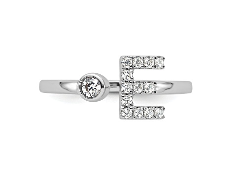 Rhodium Over 14K White Gold Lab Grown Diamond VS/SI GH, Initial E Adjustable Ring