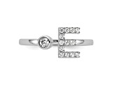 Rhodium Over 14K White Gold Lab Grown Diamond VS/SI GH, Initial E Adjustable Ring