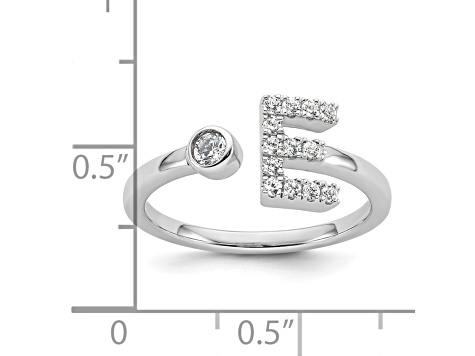 Rhodium Over 14K White Gold Lab Grown Diamond VS/SI GH, Initial E Adjustable Ring