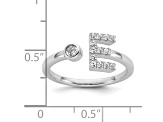 Rhodium Over 14K White Gold Lab Grown Diamond VS/SI GH, Initial E Adjustable Ring