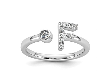 Picture of Rhodium Over 14K White Gold Lab Grown Diamond VS/SI GH, Initial F Adjustable Ring