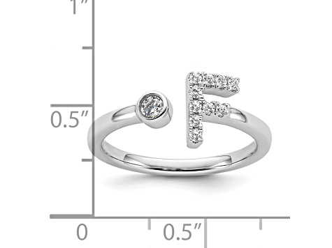 Rhodium Over 14K White Gold Lab Grown Diamond VS/SI GH, Initial F Adjustable Ring