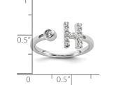 Rhodium Over 14K White Gold Lab Grown Diamond VS/SI GH, Initial H Adjustable Ring