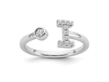 Picture of Rhodium Over 14K White Gold Lab Grown Diamond VS/SI GH, Initial I Adjustable Ring
