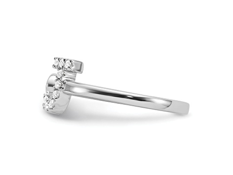 Rhodium Over 14K White Gold Lab Grown Diamond VS/SI GH, Initial J Adjustable Ring