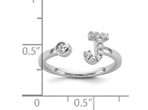 Rhodium Over 14K White Gold Lab Grown Diamond VS/SI GH, Initial J Adjustable Ring