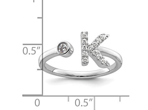 Rhodium Over 14K White Gold Lab Grown Diamond VS/SI GH, Initial K Adjustable Ring