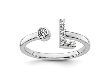 Picture of Rhodium Over 14K White Gold Lab Grown Diamond VS/SI GH, Initial L Adjustable Ring