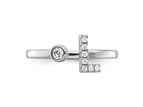 Rhodium Over 14K White Gold Lab Grown Diamond VS/SI GH, Initial L Adjustable Ring
