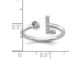 Rhodium Over 14K White Gold Lab Grown Diamond VS/SI GH, Initial L Adjustable Ring