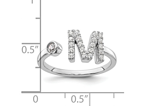 Rhodium Over 14K White Gold Lab Grown Diamond VS/SI GH, Initial M Adjustable Ring