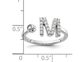 Rhodium Over 14K White Gold Lab Grown Diamond VS/SI GH, Initial M Adjustable Ring