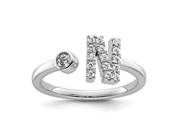 Picture of Rhodium Over 14K White Gold Lab Grown Diamond VS/SI GH, Initial N Adjustable Ring