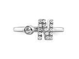 Rhodium Over 14K White Gold Lab Grown Diamond VS/SI GH, Initial N Adjustable Ring