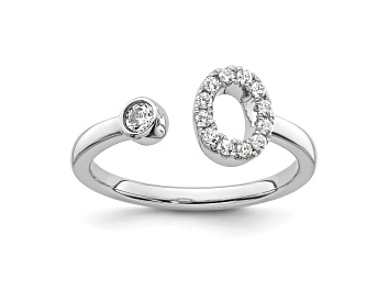 Picture of Rhodium Over 14K White Gold Lab Grown Diamond VS/SI GH, Initial O Adjustable Ring