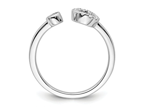 Rhodium Over 14K White Gold Lab Grown Diamond VS/SI GH, Initial O Adjustable Ring