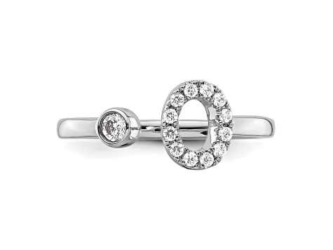 Rhodium Over 14K White Gold Lab Grown Diamond VS/SI GH, Initial O Adjustable Ring