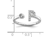Rhodium Over 14K White Gold Lab Grown Diamond VS/SI GH, Initial P Adjustable Ring