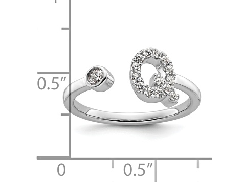 Rhodium Over 14K White Gold Lab Grown Diamond VS/SI GH, Initial Q Adjustable Ring