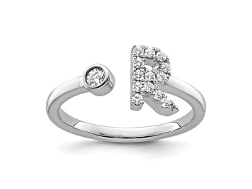 Picture of Rhodium Over 14K White Gold Lab Grown Diamond VS/SI GH, Initial R Adjustable Ring