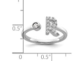 Rhodium Over 14K White Gold Lab Grown Diamond VS/SI GH, Initial R Adjustable Ring