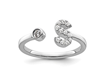 Picture of Rhodium Over 14K White Gold Lab Grown Diamond VS/SI GH, Initial S Adjustable Ring