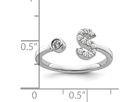 Rhodium Over 14K White Gold Lab Grown Diamond VS/SI GH, Initial S Adjustable Ring