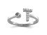 Rhodium Over 14K White Gold Lab Grown Diamond VS/SI GH, Initial T Adjustable Ring