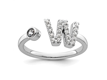 Picture of Rhodium Over 14K White Gold Lab Grown Diamond VS/SI GH, Initial W Adjustable Ring