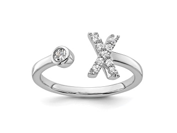 Picture of Rhodium Over 14K White Gold Lab Grown Diamond VS/SI GH, Initial X Adjustable Ring
