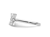 Rhodium Over 14K White Gold Lab Grown Diamond VS/SI GH, Initial X Adjustable Ring